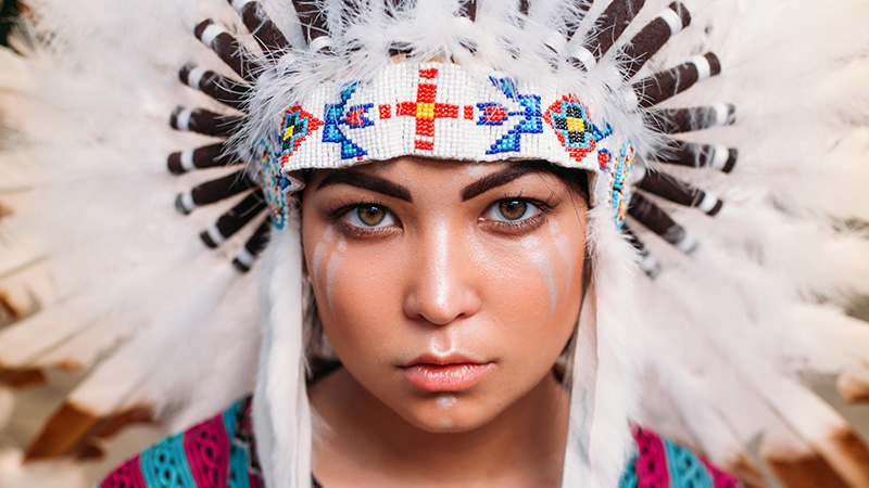 close up of indigenous woman face